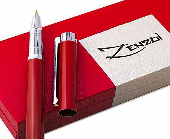 ZenZoi Fountain Pen with Ink Refill Converter [Million Dollar Red] and Gift Case - Timeless Classics Collection - Executive Writing Signature Calligraphy Pens Set For International Cartridges - 100 Warranty